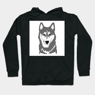 Gray and white husky with wall eyes Hoodie